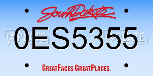 0ES5355 South Dakota License Plate