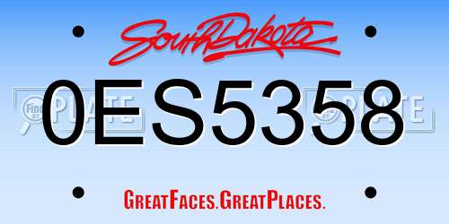0ES5358 South Dakota License Plate