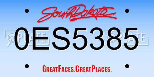 0ES5385 South Dakota License Plate