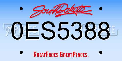 0ES5388 South Dakota License Plate