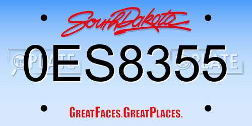 0ES8355 South Dakota License Plate