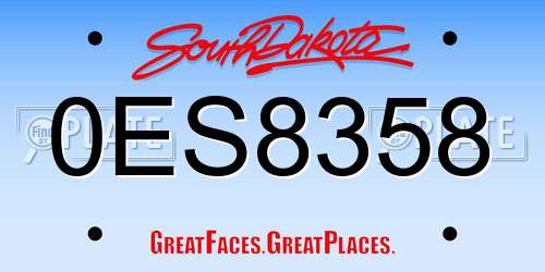 0ES8358 South Dakota License Plate