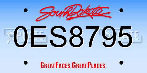 0ES8795 South Dakota License Plate