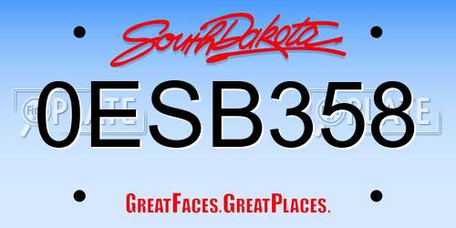 0ESB358 South Dakota License Plate