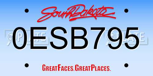 0ESB795 South Dakota License Plate
