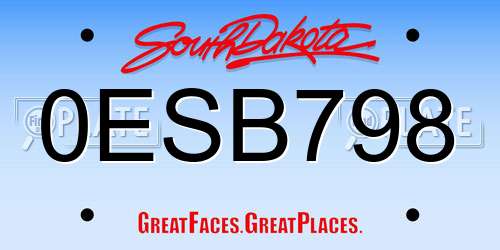 0ESB798 South Dakota License Plate