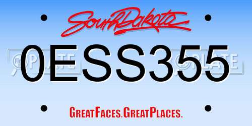 0ESS355 South Dakota License Plate