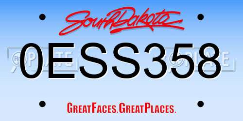 0ESS358 South Dakota License Plate