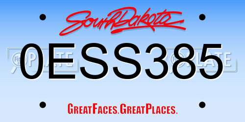 0ESS385 South Dakota License Plate