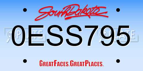 0ESS795 South Dakota License Plate