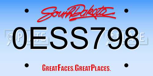 0ESS798 South Dakota License Plate