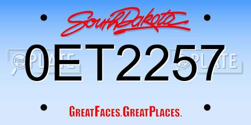0ET2257 South Dakota License Plate