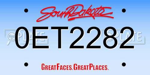 0ET2282 South Dakota License Plate