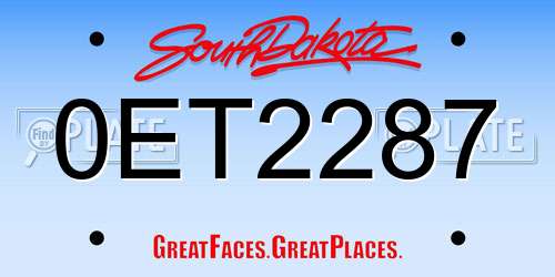 0ET2287 South Dakota License Plate