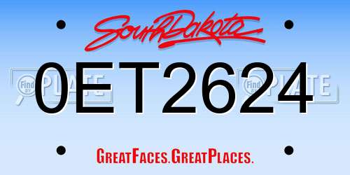 0ET2624 South Dakota License Plate