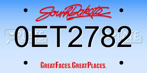 0ET2782 South Dakota License Plate