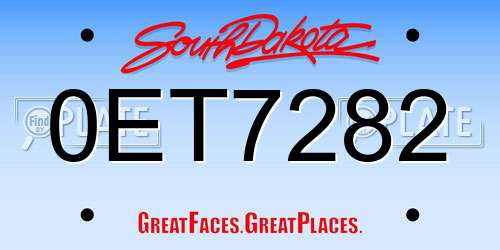 0ET7282 South Dakota License Plate