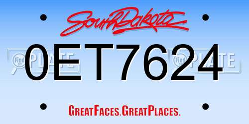 0ET7624 South Dakota License Plate