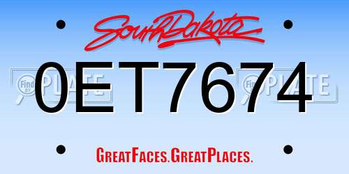 0ET7674 South Dakota License Plate