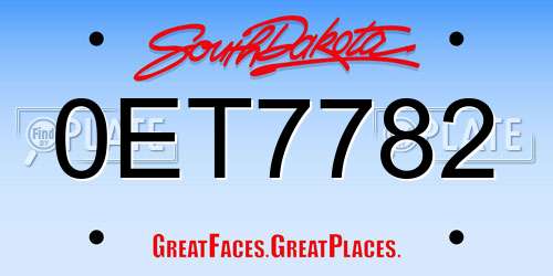 0ET7782 South Dakota License Plate
