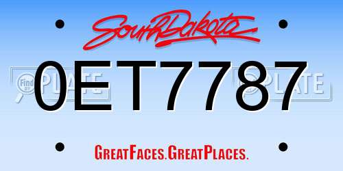 0ET7787 South Dakota License Plate