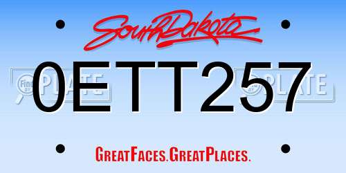 0ETT257 South Dakota License Plate