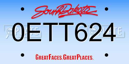 0ETT624 South Dakota License Plate