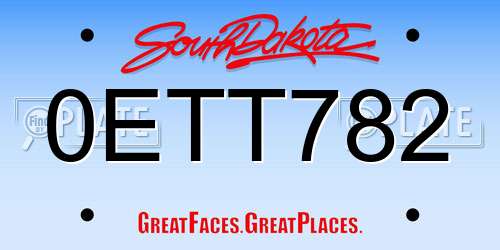 0ETT782 South Dakota License Plate