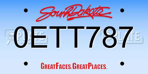 0ETT787 South Dakota License Plate