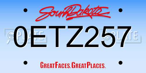 0ETZ257 South Dakota License Plate
