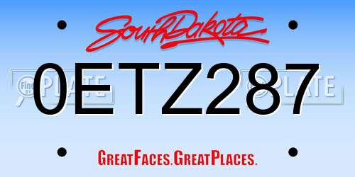 0ETZ287 South Dakota License Plate