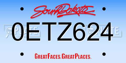 0ETZ624 South Dakota License Plate