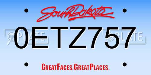 0ETZ757 South Dakota License Plate