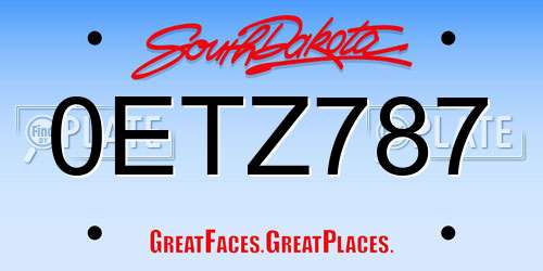 0ETZ787 South Dakota License Plate