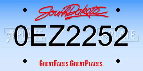 0EZ2252 South Dakota License Plate