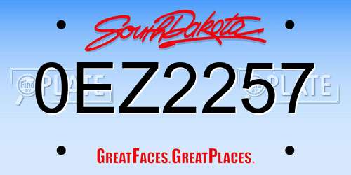 0EZ2257 South Dakota License Plate