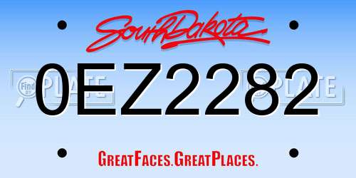 0EZ2282 South Dakota License Plate