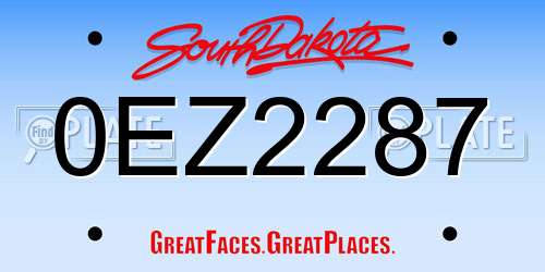 0EZ2287 South Dakota License Plate