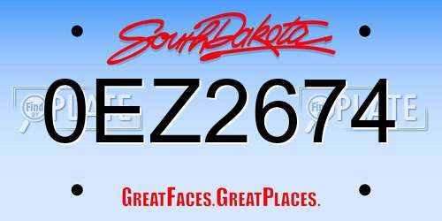 0EZ2674 South Dakota License Plate