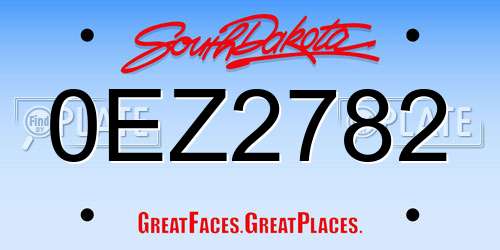 0EZ2782 South Dakota License Plate