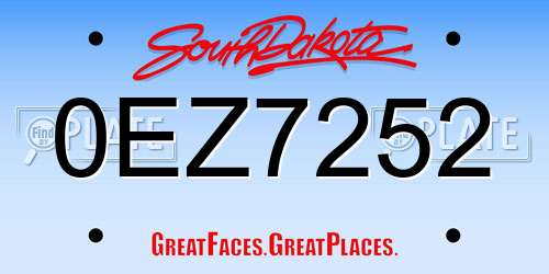 0EZ7252 South Dakota License Plate