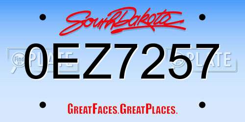 0EZ7257 South Dakota License Plate