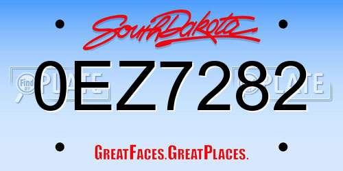 0EZ7282 South Dakota License Plate