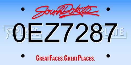 0EZ7287 South Dakota License Plate