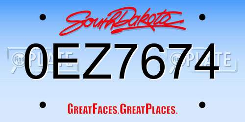 0EZ7674 South Dakota License Plate