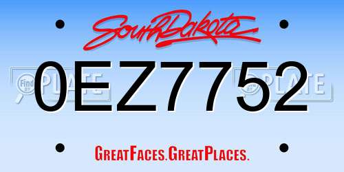 0EZ7752 South Dakota License Plate