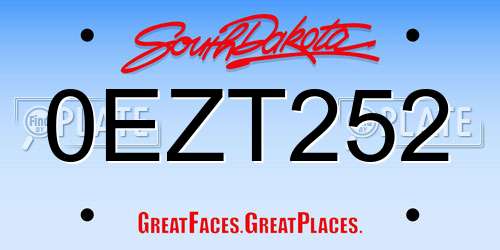 0EZT252 South Dakota License Plate