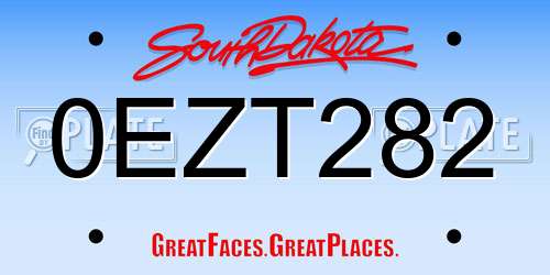 0EZT282 South Dakota License Plate