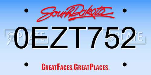 0EZT752 South Dakota License Plate