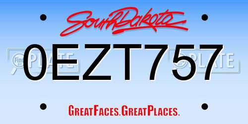 0EZT757 South Dakota License Plate